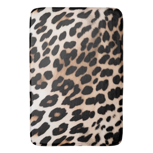 Peach Black Cream Leopard Badematte (Vorderseite Vertikal)