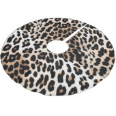 Peach Black Cream Leopard Christmas Polyester Weihnachtsbaumdecke (Schrägansicht)