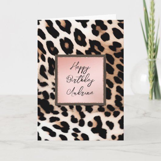 Peach Black Cream Leopard Karte (Vorderseite)