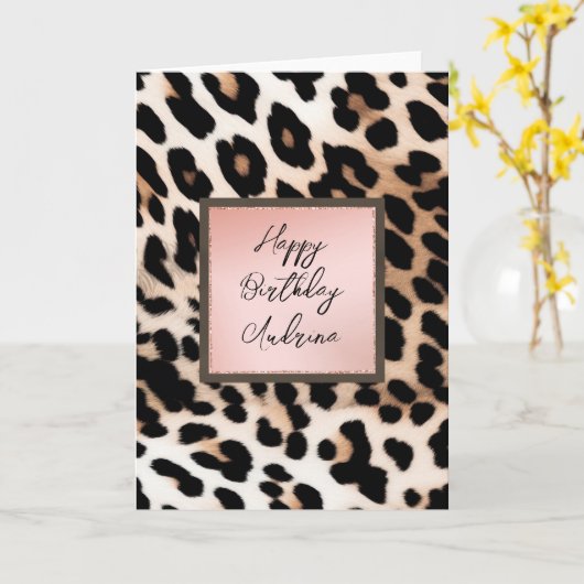 Peach Black Cream Leopard Karte (Gelbe Blume)