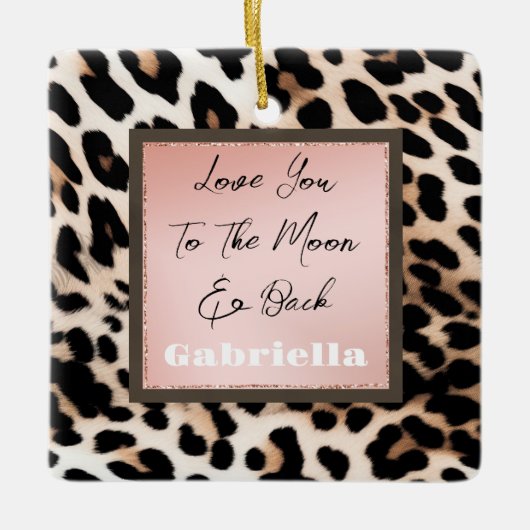 Peach Black Cream Leopard Keramikornament (Vorderseite)