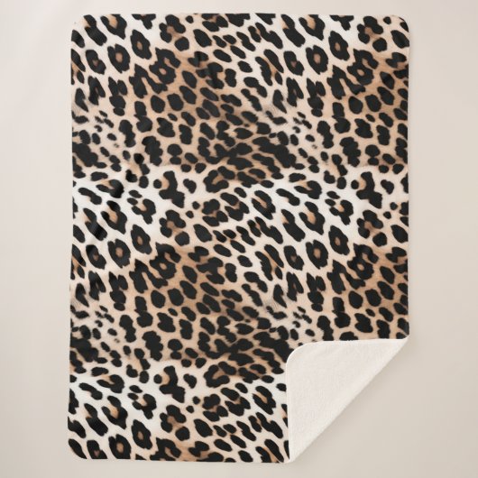 Peach Black Cream Leopard Sherpadecke (Vorderseite)