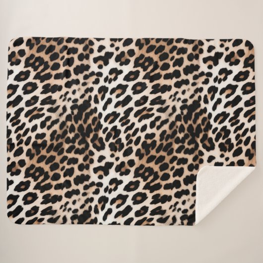 Peach Black Cream Leopard Sherpadecke (Vorderseite (Horizontal))