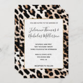 Peach Black Cream Leopard Wedding Einladung (Vorne/Hinten)