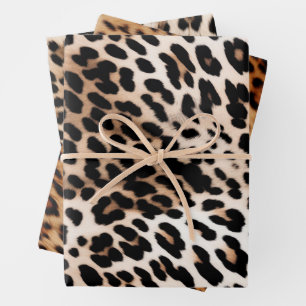 Peach Black Cream Leopard Wedding Geschenkpapier Set