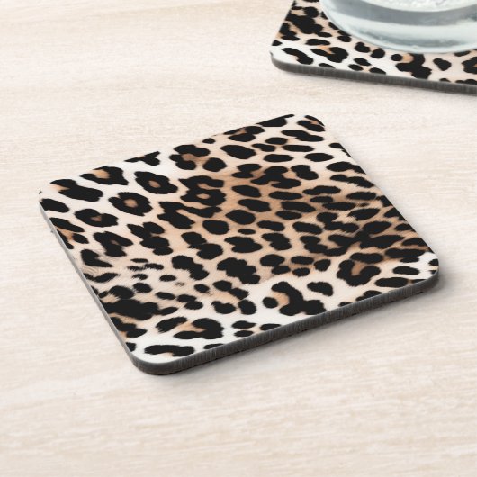 Peach Black Cream Leopard Wedding Getränkeuntersetzer (Linke Seite)