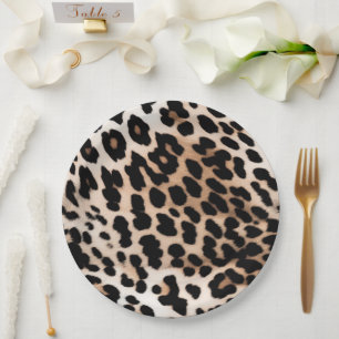 Peach Black Cream Leopard Wedding Pappteller