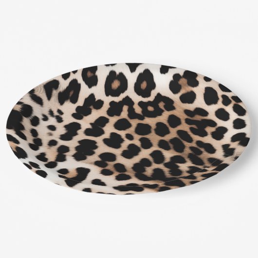 Peach Black Cream Leopard Wedding Pappteller (Schrägansicht)