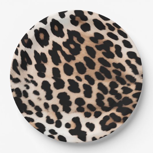Peach Black Cream Leopard Wedding Pappteller (Vorderseite)