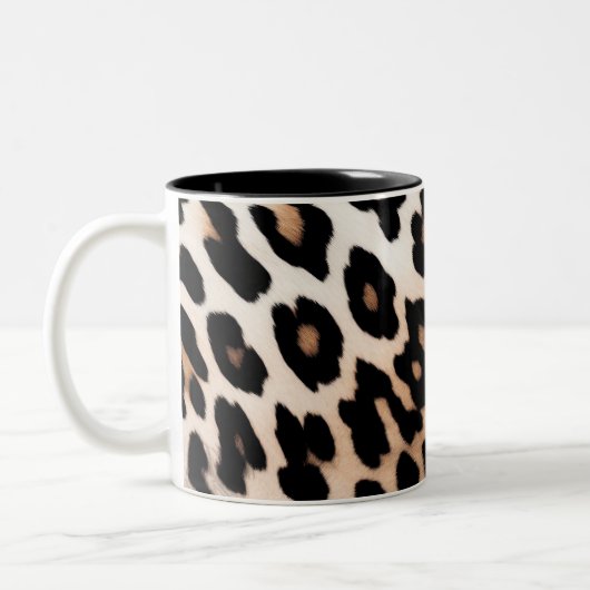 Peach Black Cream Leopard Zweifarbige Tasse (Links)