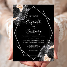 Peach Black Floral Silver Rahmen Wedding