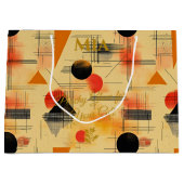 Peach & Black Geometric Contemporary Gift Bag Große Geschenktüte (Vorderseite)