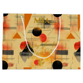 Peach & Black Geometric Contemporary Gift Bag Große Geschenktüte (Rückseite)