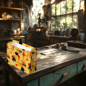 Peach & Black Geometric Contemporary Gift Bag Große Geschenktüte