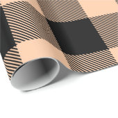 Peach Black Huge Buffalo Kariert Lumberjack Tartan Geschenkpapier (Rolleneckpunkt)