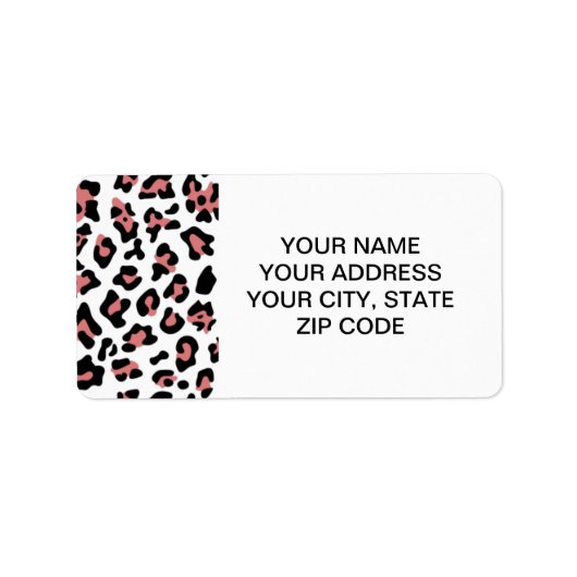 Peach Black Leopard Animal Print Muster Adressaufkleber (Vorne)