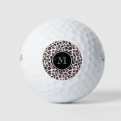 Peach Black Leopard Animal Print with Monogram Golfball (Vorderseite)