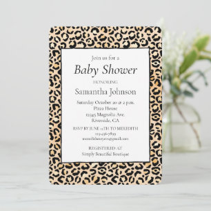 Peach Black Leopard Print Einladung