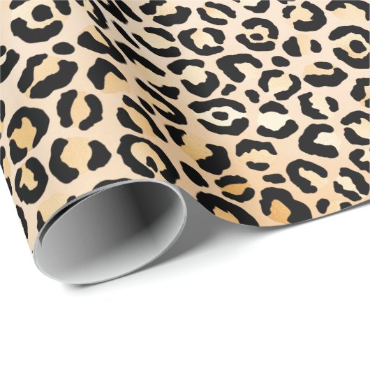 Peach Black Leopard Print Geschenkpapier (Rolleneckpunkt)