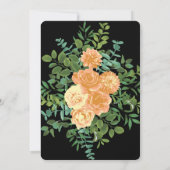 Peach & Black Peony & Rose Blumenhochzeit Einladung (Rückseite)