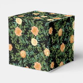 Peach & Black Peony & Rose Blumenhochzeit Geschenkschachtel (Rückseite)