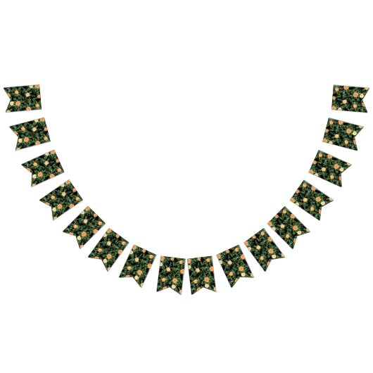 Peach & Black Peony & Rose Blumenhochzeit Wimpelkette (Alle)