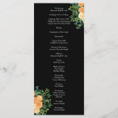 Peach Black Peony Rose Hochzeitsprogramme Menükarte (Rückseite)