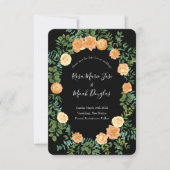 Peach Black Peony Rose Hochzeitstag Rett Einladung (Vorderseite)
