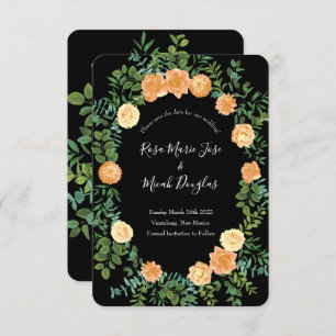 Peach Black Peony Rose Hochzeitstag Rett Einladung