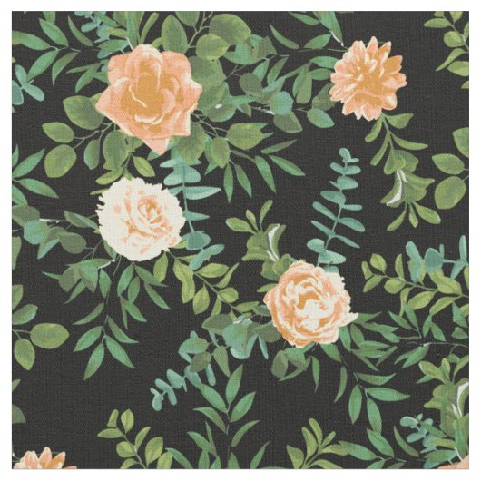 Peach Black Rose Blumenblätter Blume Stoff (Nahaufnahme)