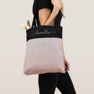 Peach Black rustikal elegant personalisiert Tasche
