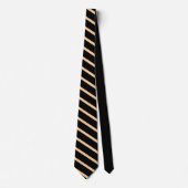Peach Black Striping Muster Krawatte (Vorderseite)