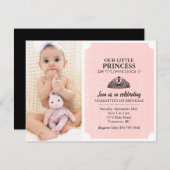 Peach & Black Tiara Foto Einladung zum ersten Gebu (Vorne/Hinten)