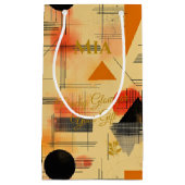 Peach & Black Warm Glow Geometrie zeitgenössische  Kleine Geschenktüte (Vorderseite)