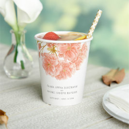 Peach blassom Aquarell Blume Hochzeitscups Pappbecher