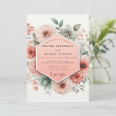 Peach Bloom Whimsy Wedding Einladung (Stehend Vorderseite)