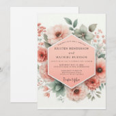 Peach Bloom Whimsy Wedding Einladung (Vorne/Hinten)
