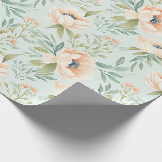 Peach Blooming Blume Wrapping Paper Geschenkpapier (Ecke)