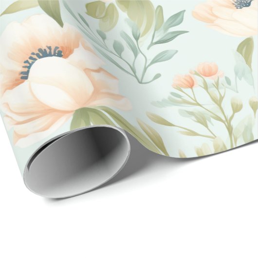 Peach Blooming Blume Wrapping Paper Geschenkpapier (Rolleneckpunkt)