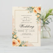 Peach Blossom Arch Blüh Wedding Einladung (Stehend Vorderseite)