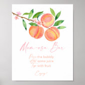 Peach Blossom Babydusche Mimosa Bar Zeichen Poster (Vorne)