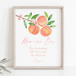 Peach Blossom Babydusche Mimosa Bar Zeichen Poster