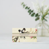 Peach Blossom & Birds Chinesische Kunst Visitenkarte (Stehend Vorderseite)