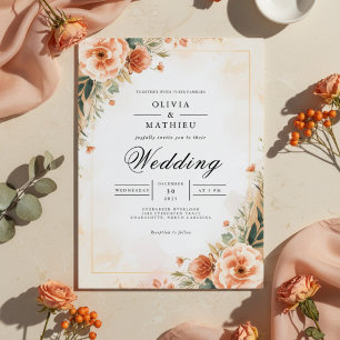 Peach Blossom Blüh Wedding Einladung