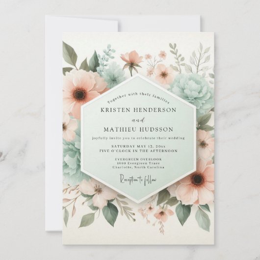 Peach Blossom Ethereal Wedding Einladung (Vorderseite)