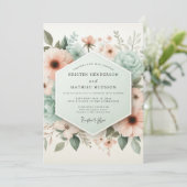 Peach Blossom Ethereal Wedding Einladung (Stehend Vorderseite)