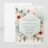Peach Blossom Ethereal Wedding Einladung (Vorne/Hinten)