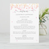 Peach Blossom Floral Wedding Menükarte (Stehend Vorderseite)