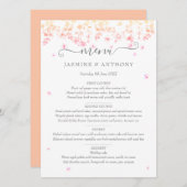Peach Blossom Floral Wedding Menükarte (Vorne/Hinten)