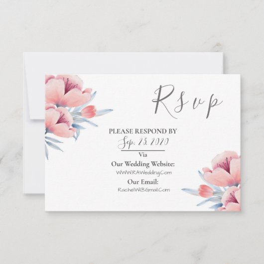 Peach Blossom | Floral Wedding RSVP (Vorderseite)